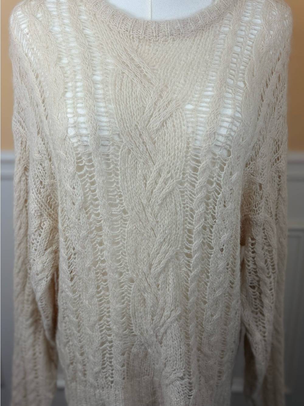 🤍 Rag & Bone Alpaca Wool Open-Knit Cable Sweater Small